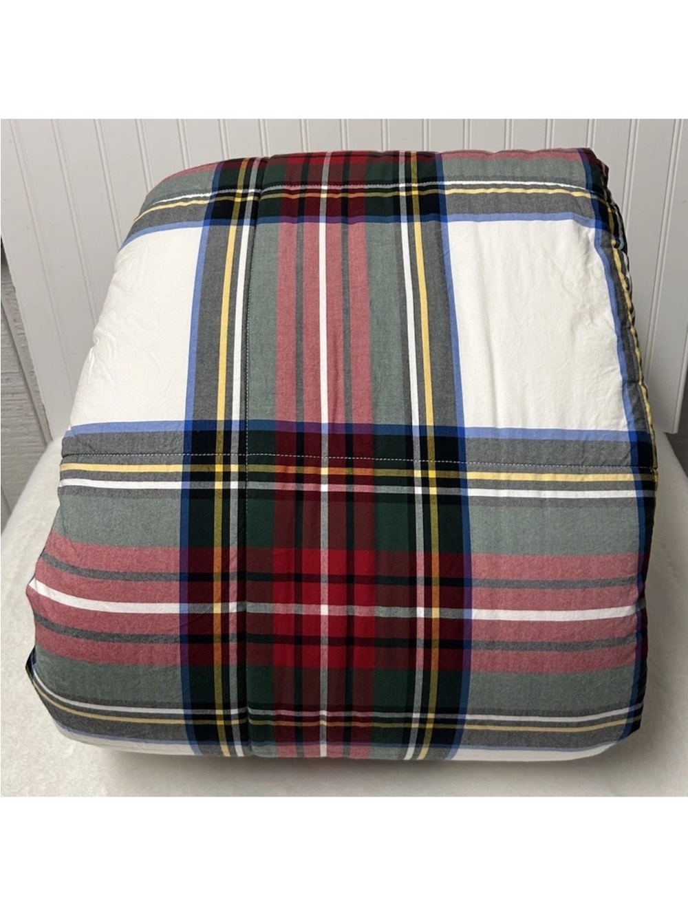 Pottery Barn Stewart Plaid King Comforter Sherpa Christmas Red Green